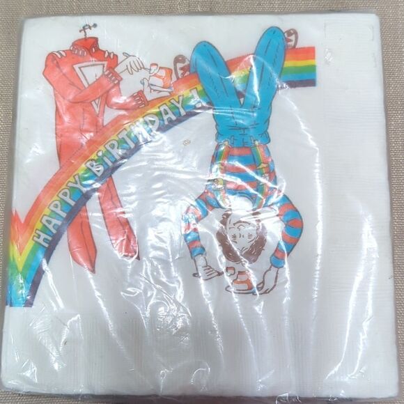 Mork Vintage 1979 Happy Birthday Napkins 16pk Robin Williams  Euphemia  SEALED - Picture 1 of 3
